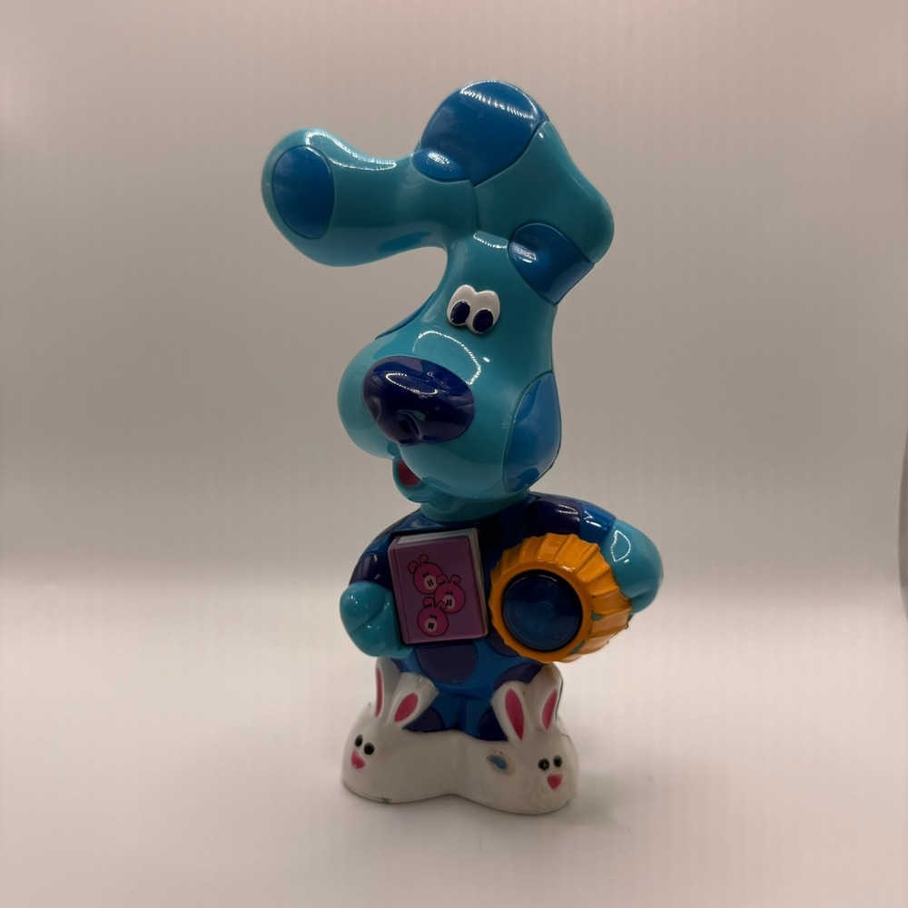 VTG 2000 Blues Clues Bedtime Blue Plastic Talking Figure Bunny Slippers WORKS